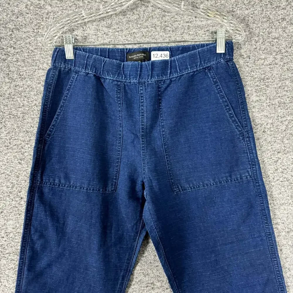 Banana Republic Women's Size XS Blue Linen Blend Pull On Slim Leg Pants